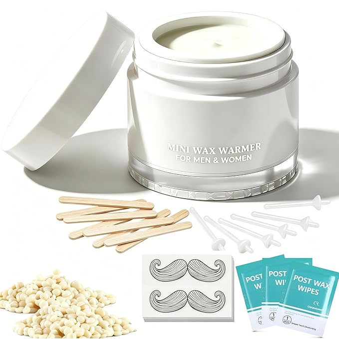 Nose Wax Kit, 120g Nose Hair Wax Kit for Men & Women, Painless Nose Hair Removal with USB Fast Heat, Smart Constant Temp, 40 Applicators, Wooden Sticks, After-Wax Wipes and Moustache Guards (White)