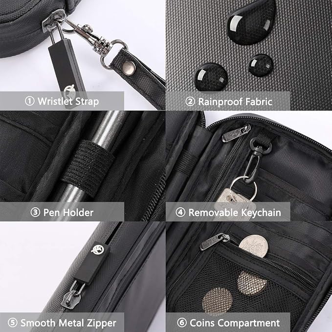 VanFn RFID Travel Passport Wallet, Family Passport Holder, Trip Document Organizer P.Travel Series (Nylon - Black)