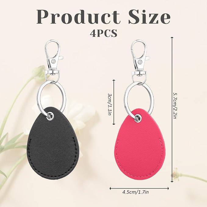 Psyqtsuary Leather Key Fob Holder, 4 Pcs PU Leather Keychain Key Holder for Keychain General Keys Fob, for Keys ID Keys Cards