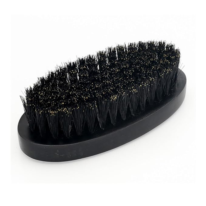 Black Soft Boar Bristle Beard Brush for Men | Soft & Smoothing Boar Bristles, Skull Print, Small Pocket Travel Size