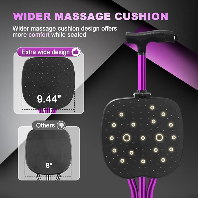 BigAlex Alloy Folding Cane with Seat, Lightweight Adjustable Walking Cane with Seat, Cane Seat with LED for Seniors, Cane Chair for Woman/Man,Anti-Slip Walking Stick for Seniors