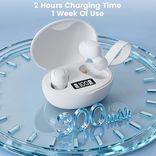 Rechargeable Bluetooth Hearing Aids for Seniors - OTC Digital Hearing Amplifier with 16-Channel AI Noise Cancellation, 8-Level Volume Control, Comfort Fit & 300mAh Battery - Includes Charging Case