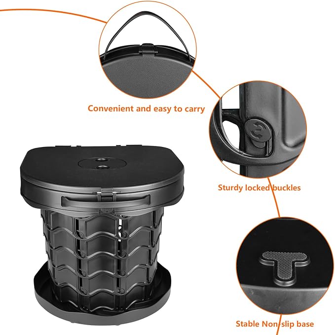 Portable camping Toilet, Foldable and Height Adjustable, Load Capacity 400lbs, with Carrying Handle, Perfect for Camping, Travel & Car Use