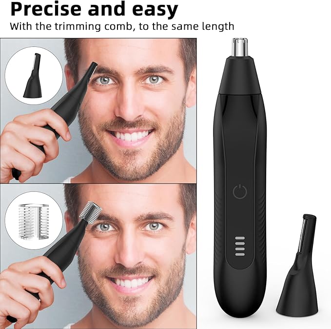 Nose Hair Trimmers for Men,Rechargeable Eyebrow Trimmer 2 in 1 Painless Multifunctional Ear and Nose Hair Trimmer with Dual Edge Blades Portable Design Z02
