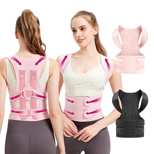 Posture Corrector for Women and Men, Back Straightener Posture Brace for Pain Relief, Back Belt Support with Adjustable Shoulder Straps and Height for Scoliosis Hunchback
