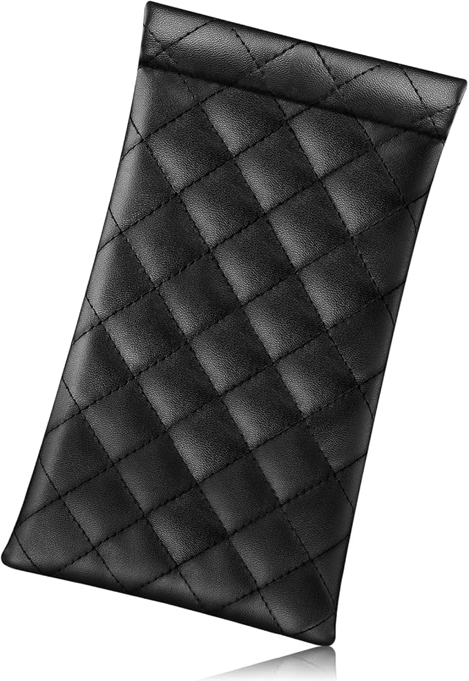 FINTIE Soft Eyeglasses Case with Cleaning Cloth, Portable Squeeze Top Vegan Leather Glasses Pouch, Sunglasses Eyewear Bag