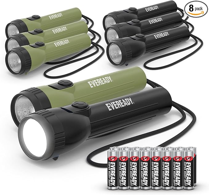 Eveready LED Flashlight (8-Pack) Bright Reliable Flashlights for General Purpose, Great for Camping, Car, Emergency Storm Power Outage Handheld Flashlight (Batteries Included)