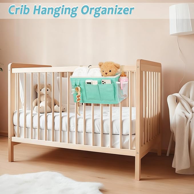 Bedside Caddy, Bedside Storage Bag Hanging Organizer for Bunk Dorm Bed Rail | Bed Caddy with Hooks, Top Bunks and Dorm Essentials for Water, Tissues, Tablets, Books, Phones, Remotes and Other Necessories