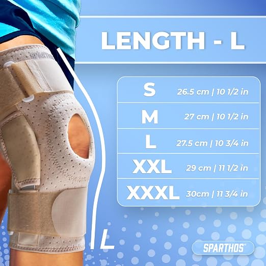 Sparthos Knee Brace - Relieves ACL, MCL, Meniscus Tear, Tendonitis Pain - Open Patellar Design - Support for Running, Working Out, For Men and Women (Size SMALL, Ideal for Thighs 11"-12 1/2")