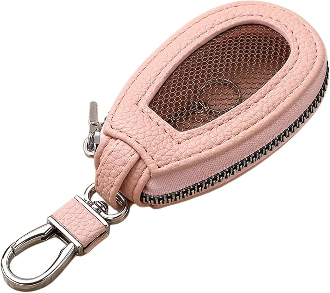 1PC Car Key Fob Case, Leather Car Key Holder for Purse, Automotive Smart Key fob Holder with Hook, for Remote Key Fob