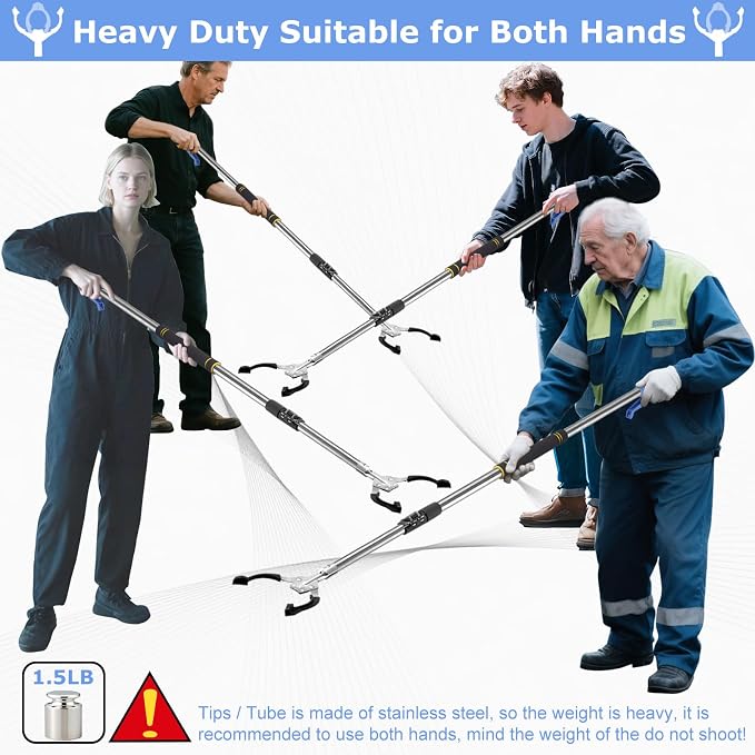 Grabber Reacher Tool Heavy Duty,52.5in Reacher Grabber Pickup Tool Extra Long No Need Bend Trash Picker Upper Grabber Stainless Steels Tube with Sponge Handle for Seaside Garden and Yard