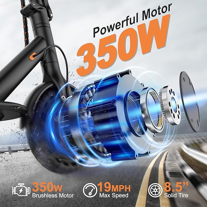 VOLPAM Electric Scooter, 350W/500W Powerful Motor, 8.5"/10" Solid Tires, 19/22Mph, 28/23/21/16 Miles Max Range, Dual Braking