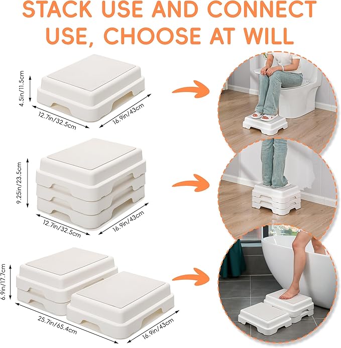 Shower Bath Step Stackable Bathtub Non Slip Safety Step Stool, Indoor/Outdoor Handicap Wideing Hands Free Platform Medical Portable Stack-Able, for High Beds, Kitchens,Bathroom.