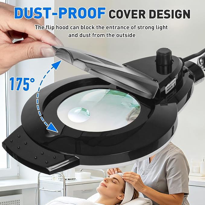KIRKAS 12X 30X LED Magnifying Lamp with Clamp, 2,200 Lumens Dimmable Bright | 35in Adjust Swivel Arm Magnifying Glass with Light for Repair Reading Craft Needlework Hobby Workbench Magnifier Dust Cover