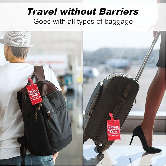 MEDMAX 2 Pack Medical Supplies Inside Tag | Handle with Care for Luggage or Bags Containing Medical Devices, Easy to Spot