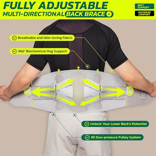 aoFIT Back Brace for Men Lower Back Pain Women Relief with 360-Degree Biochemical Hug Support without Suspenders Back Support Belt Soft Breathable Fabric Lumbar Support for Herniated Disc Sciatica S