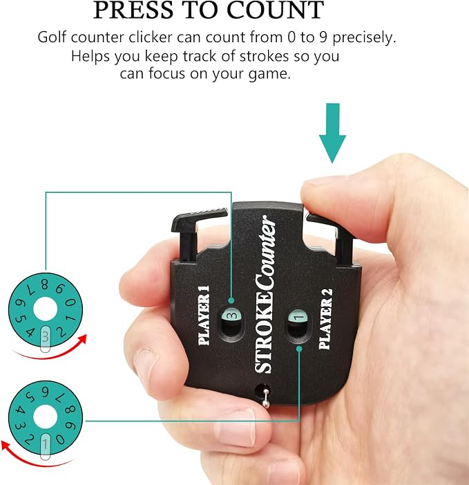Medsuo 2pcs Golf Score Indicator 2 Player Stroke Counter Clicker Portable Golf Handy Count Shot for Different Kinds of Competitions and Games