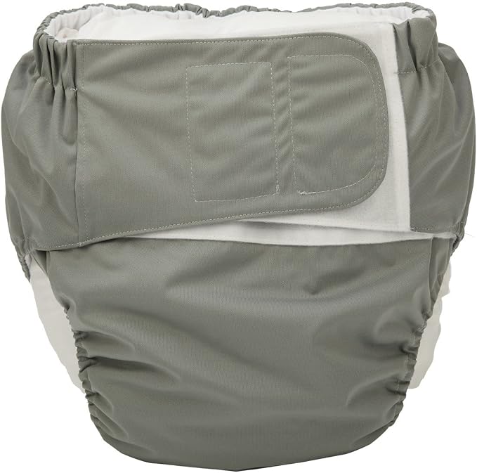Large Teen Adult Cloth Diaper Nappy Reusable Washable for Disability Incontinence with Hook and Loop for Men (Grey (Large 26in to 50in))