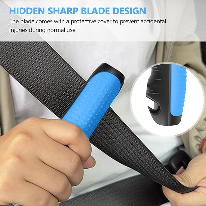 Car Door Handle for Elderly - 2025 New 3-in-1 Car Handle Assist, 2 Pack Auto Cane Portable Vehicle Support Handle Door Assist Bar, Max Load 500 Lbs, Anti-Slip Design (Blue-Car Handle +Strap)