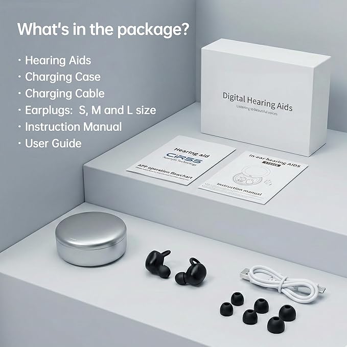 Hearing Aids for Seniors, Hearing Amplifiers with App Control, Rechargeable Hearing Aids for Adults, 16 Channel, Noise Reduction, OTC Hearing Aids for Mild to Moderate Hearing Loss
