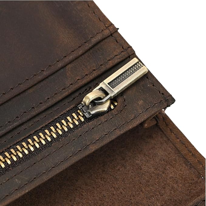 Genuine Leather Long Wallet for Men, Large Capacity Purse Clutch Bag Handbag Checkbook Cash Credit Cards Phone Holder | Large Capacity