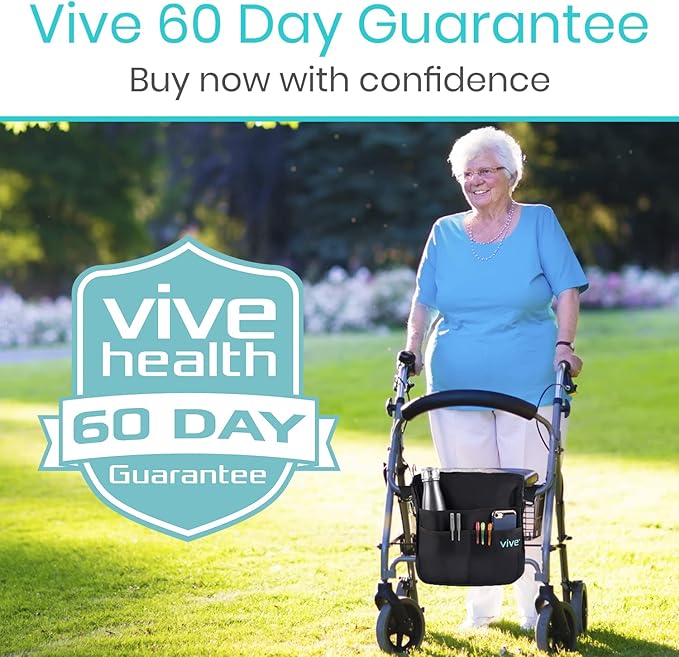 Vive Wheelchair Bag - Machine Washable, Double-Stitched, Water-Resistant Accessory Backpack for Rollators, Wheel Chairs, Walkers - Pouch with XL Pockets & Straps for Quick Installation