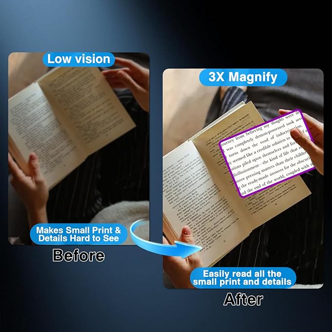 3 PCs Magnifying Sheet Lightweight Page Magnifier for Reading 3X Fresnel Lens with 3 PCs Magnifying Ruler and 3 PCs Magnifying Bookmark for Low Vision & Seniors