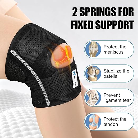 NEENCA Knee Brace for Knee Pain, Compression Knee Support with Air Mesh Fabric, Adjustable Knee Wrap with Side Stabilizers, Ultra-Soft Bandage for Elderly, Meniscus Tear, ACL, Arthritis Relief, Hiking