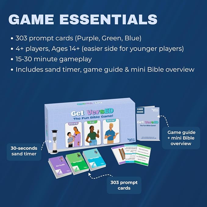 Kulture Games Get VersED | The Christian Trivia & Bible Challenge Game | Preach, List, Recite | Fun for Families, Teens, Friends & Church Groups | Christian Gift