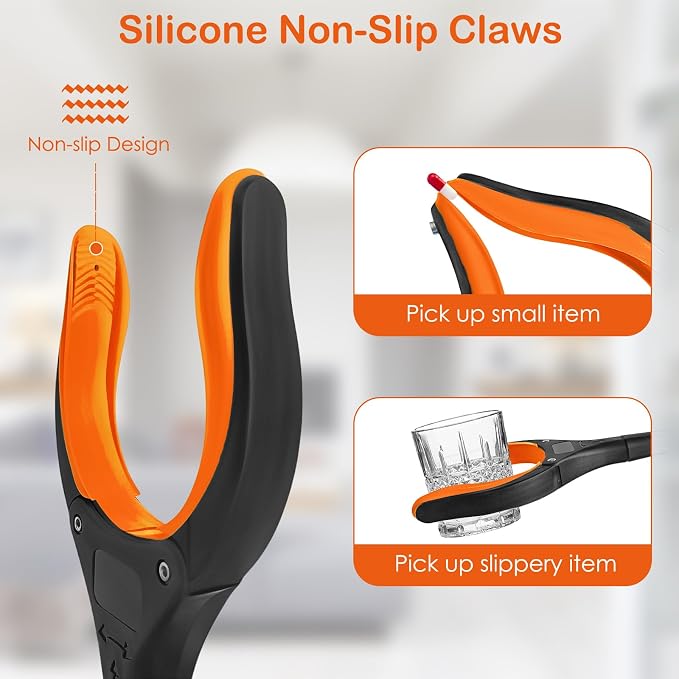 32" Grabber Reacher Tool, 2-Pack Foldable Reacher Grabber Pickup Tool with 360° Anti-Slip Rotating Jaw & Magnet, Mobility Aid Reaching Assist Tool for Trash Pick Up, Lightweight Grabber Tool