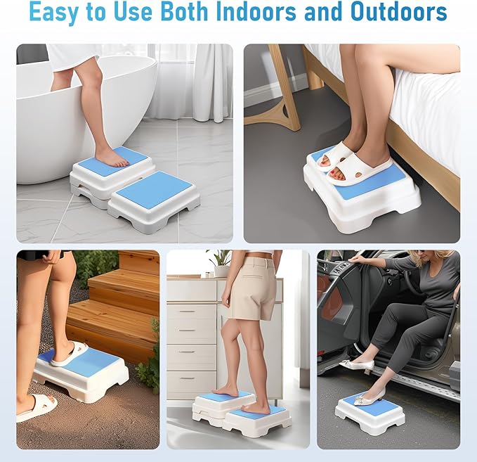 Bath Shower Step,Stackable Bathtub Non Slip Safety Step Stool, Indoor/Outdoor Handicap Wideing Hands Free Platform Medical Portable Stack-Able, for High Beds, Kitchens,Bathroom.