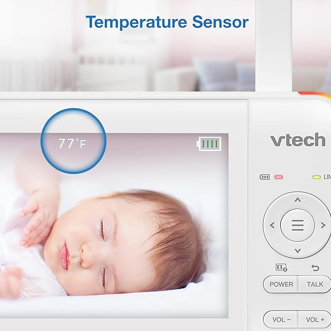 VTech 3 Cameras Video Baby Monitor with 5" LCD Screen,Up to 17Hrs Video & 31Hrs Audio, Night Vision, Pan-Tilt-Zoom, Lullabies, Soothing Sounds, Temperature Sensor,Split Screen, No WiFi: 924-3W