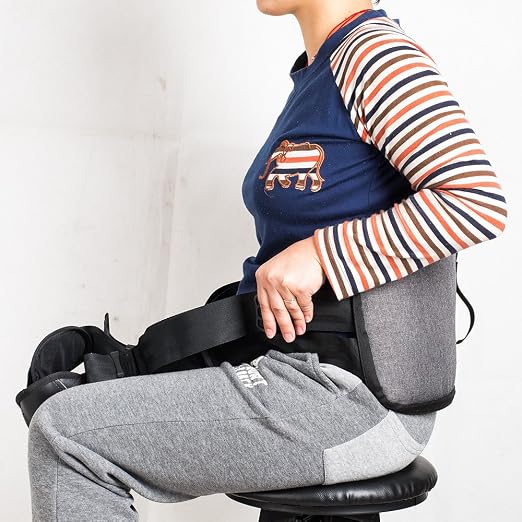 Melo Lower Back Support Belt for All-Day Back Pain Relief, Posture Corrector Harness, Sciatica Relief, Improves Posture While Sitting, Ideal for Office, Home & Outdoor Use,Grey