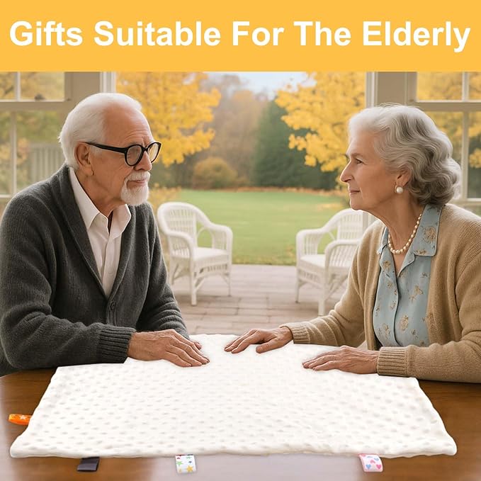 Fidget Blanket for Adults with Dementia, Sensory Blanket Mat for Alzheimers Patients, Dementia Activites for Senior, Gift for Dementia Patients,Sensory Toys for Autism (Beige)