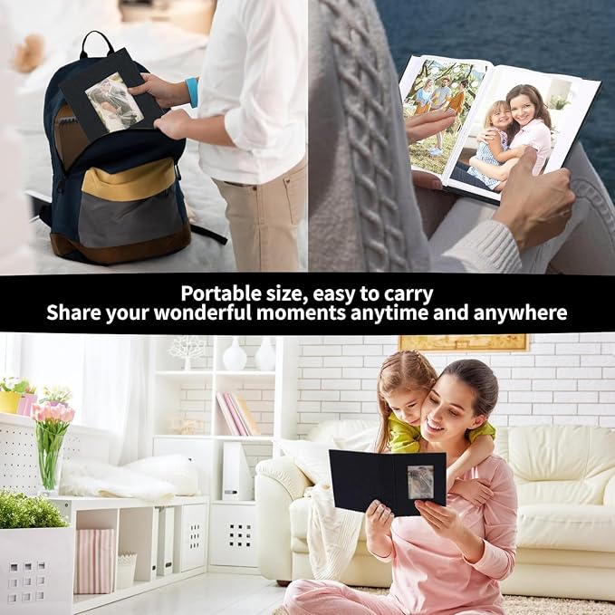 vivinin 2 Pack Photo Album 5x7, Linen Cover Photo Book, Small Photo Album Book for 36 Pockets Hold 72 Pictures, Picture Book for Photos Family Anniversaries Baby Vacations (Black)