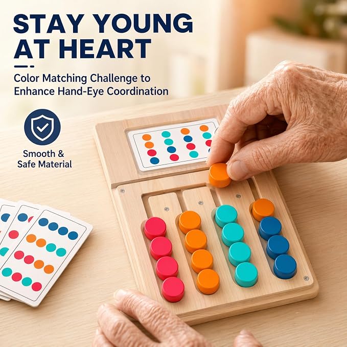 Dementia Activities for Seniors, Easy Wooden Alzheimer's Products for Elderly, Color Memory Games for Adults, Large Sensory Busy Boards with Fidget Gadgets for Adult Dementia Patients