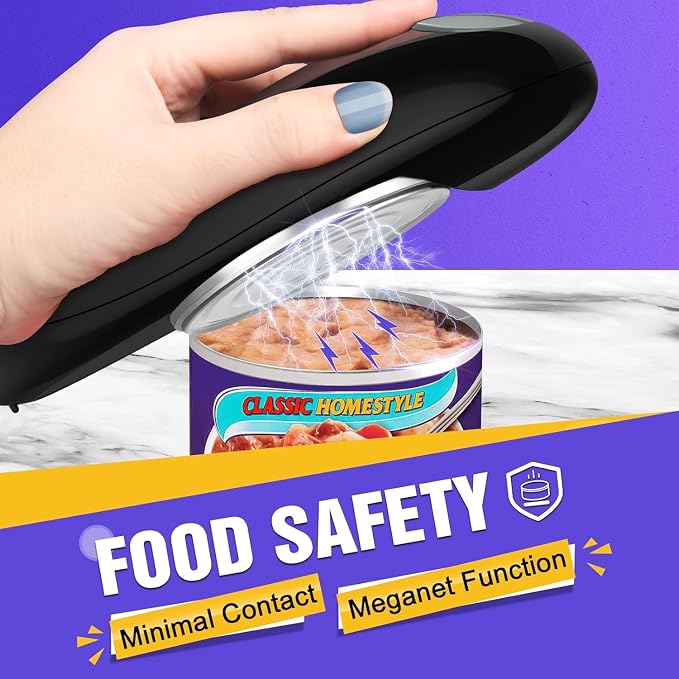 One Touch Battery Operated Electric Can Opener | Smooth Edge, Hands Free, Food Safe, Kitchen Gadgets Automatic Can Openers for Seniors, Arthritis