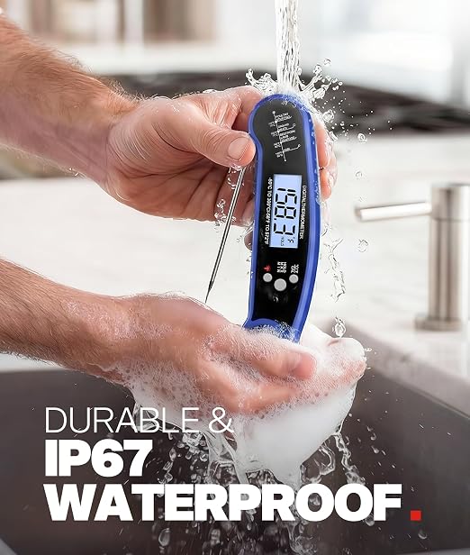 Meat Thermometer Digital, Food Thermometer for Cooking, Blue | Instant Read, for Grilling, BBQ, Air Fryer, Smoker, Candy, Kitchen Gadgets, BBQ Essentials, Gift for Dad, Men, Women