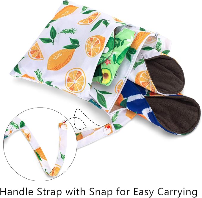 Teamoy Reusable Menstrual Pads, Cloth Sanitary Pad, Panty Liners, Lemon | Washable Pads with Charcoal Absorbency Layers, Soft and Comfortable, 10 Pcs Pad with 1 Wet Bag, 3pcs×7.9"+4pcs×10"+3pcs×11.6"