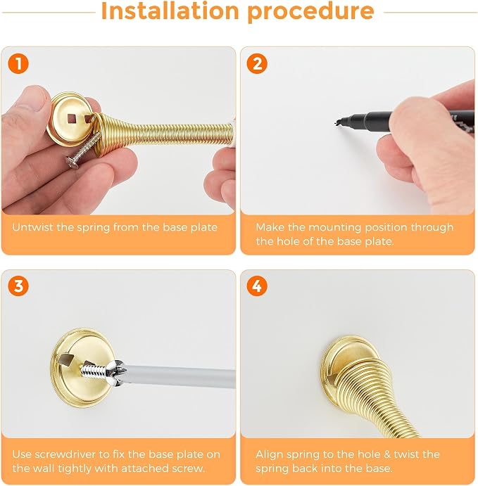 Ravinte Door Stoppers, 12 Pack Gold Spring Door Stops with Rubber Bumper, Door Stoppers for Bottom of Door