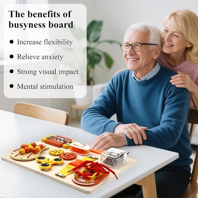 Fidget Busy Board for Adults with Dementia, Dementia Products for Seniors- Sensory Activity Board with Tactile Stimulation for Alzheimer's Patients, Ideal Gift for Memory Care