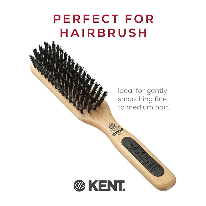 Kent PF06 Narrow Bristle Nylon Mix Hair Brush - Straightening and Styling Brush for Short to Medium Length Hair, Travel Hair Brush,For shining and Smoothing Brush. Made in England