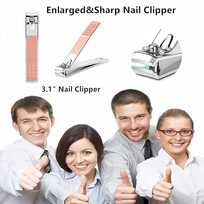 Manicure Set Women Men Nail Clipper Set Stainless Steel Toe Finger Nail Clippers Personal Care Tool with Travel Case Manicure Tool Women Men Valentine's Day Gifts Grooming Kit for Mother Wife