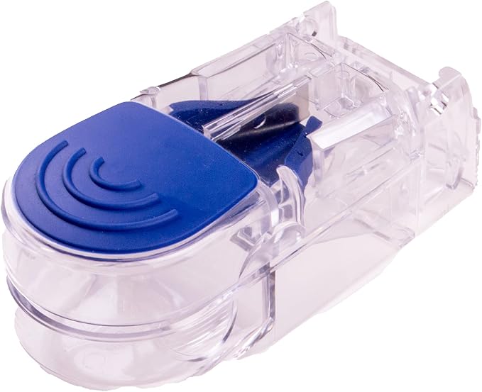 Apex Ultra Pill Cutter, Professional Medical Pill Splitter with Retracting Blade Guard, for Precise Cutting Small or Large Tablets, Vitamins, Blue/Green and Clear, 1 Count, Compact & Travel-Friendly