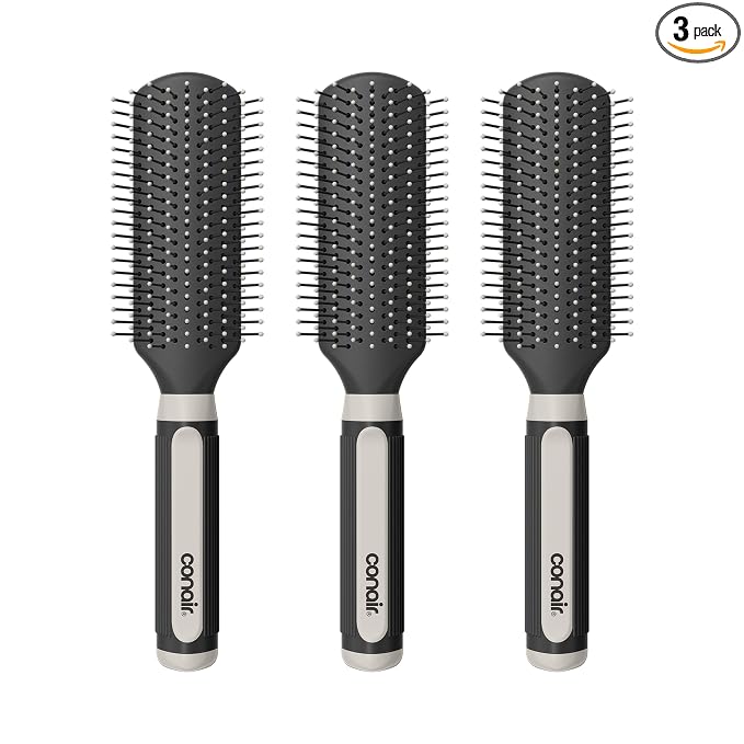 Conair Salon Results Detangling Hairbrush Set, 3-Pack Brushes for Men and Women, All Hair Types and Lengths with Nylon Bristles