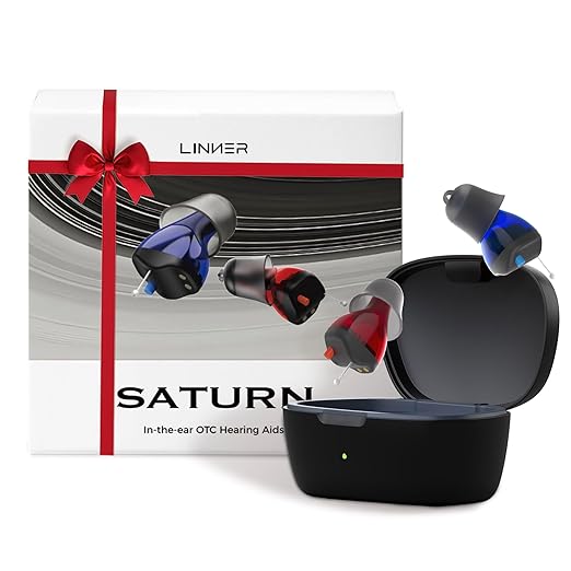 LINNER-New Saturn OTC Hearing Aids for Senior, Rechargeable Hearing Amplifiers with Comfort Design, Discreet & Nearly Invisible In-Ear Device for Adult, Noise Cancellation for Aid & Assist