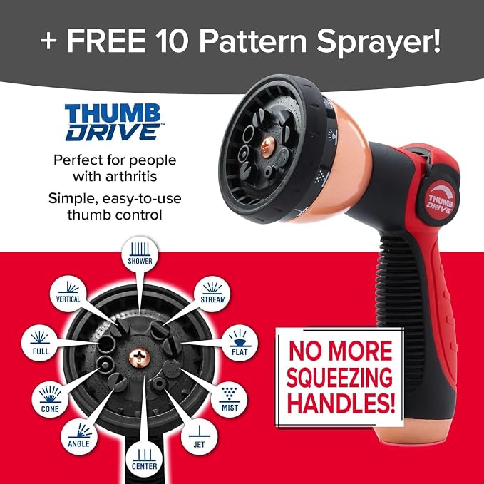 Pocket Hose 25 FT Copper Head Expandable Garden Hose with Pocket Pivot, No Tangles, AS SEEN ON TV, 360° Swivel, Tri-Tex Tubing, Force Field Jacket, Lead-Free, No-Kink, Anti-Burst w/APT | Anti-burst sleeve reinforced with bulletproof fiber, 360° swiveli...