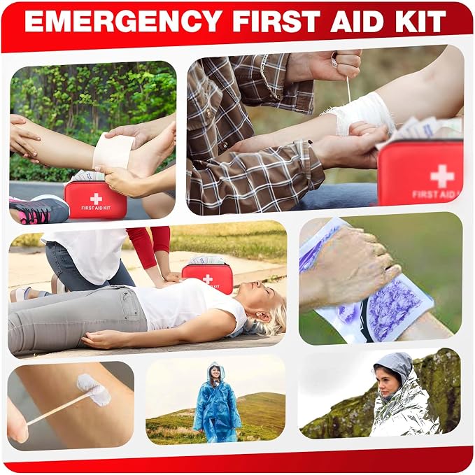 First Aid Kit for Home Car Travel 194 PCS Small Emergency Kit for Outdoors