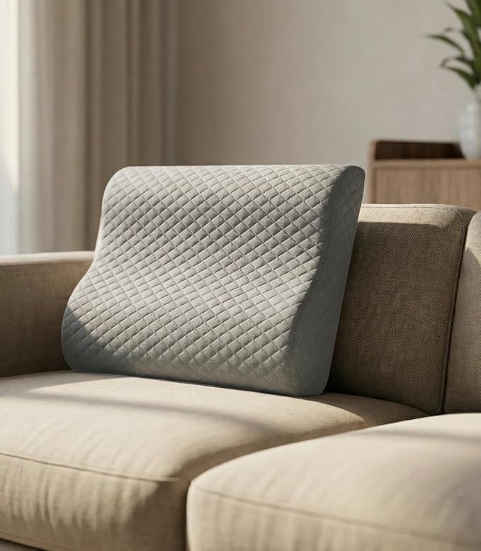 Lumbar Support Pillow for Recliner - Backrest for relieving lower back pain | Couch Cushion with Gel Memory Foam & High-density Foam, for Sofa, Accent Chair & Armchair, adjustable straps & washable cover