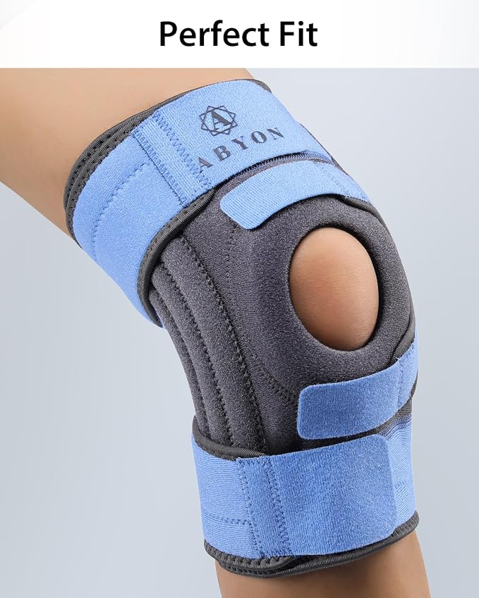 ABYON Knee Brace for Women & Men Meniscus Tear, ACL, Arthritis, Knee Support with Triple Side Stabilizers and Adjustable 360° Wraparound Strap for Maximum Knee Pain Support and Fast Recovery (SteelBlue, XL)